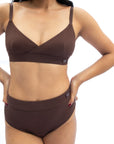 Wireless Crossover bra set coffee + everyday briefs