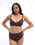 Wireless Crossover bra set_Coffee_Everyday_Brief