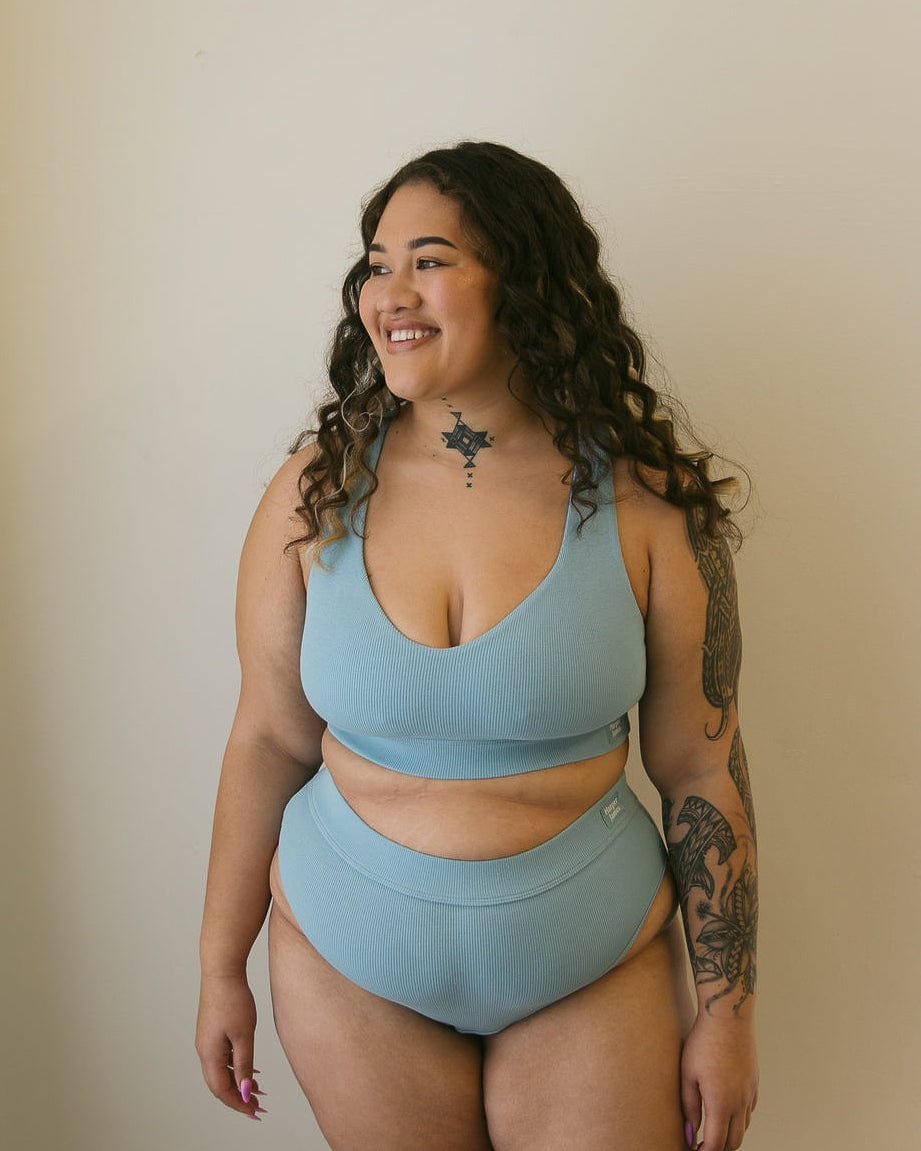 Sky blue wirless bra everyday crop + briefs