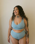 Sky blue wirless bra everyday crop + briefs