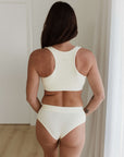 wireless cream bra set everyday crop + briefs