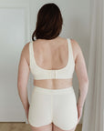 wireless plunge bra set cream back view