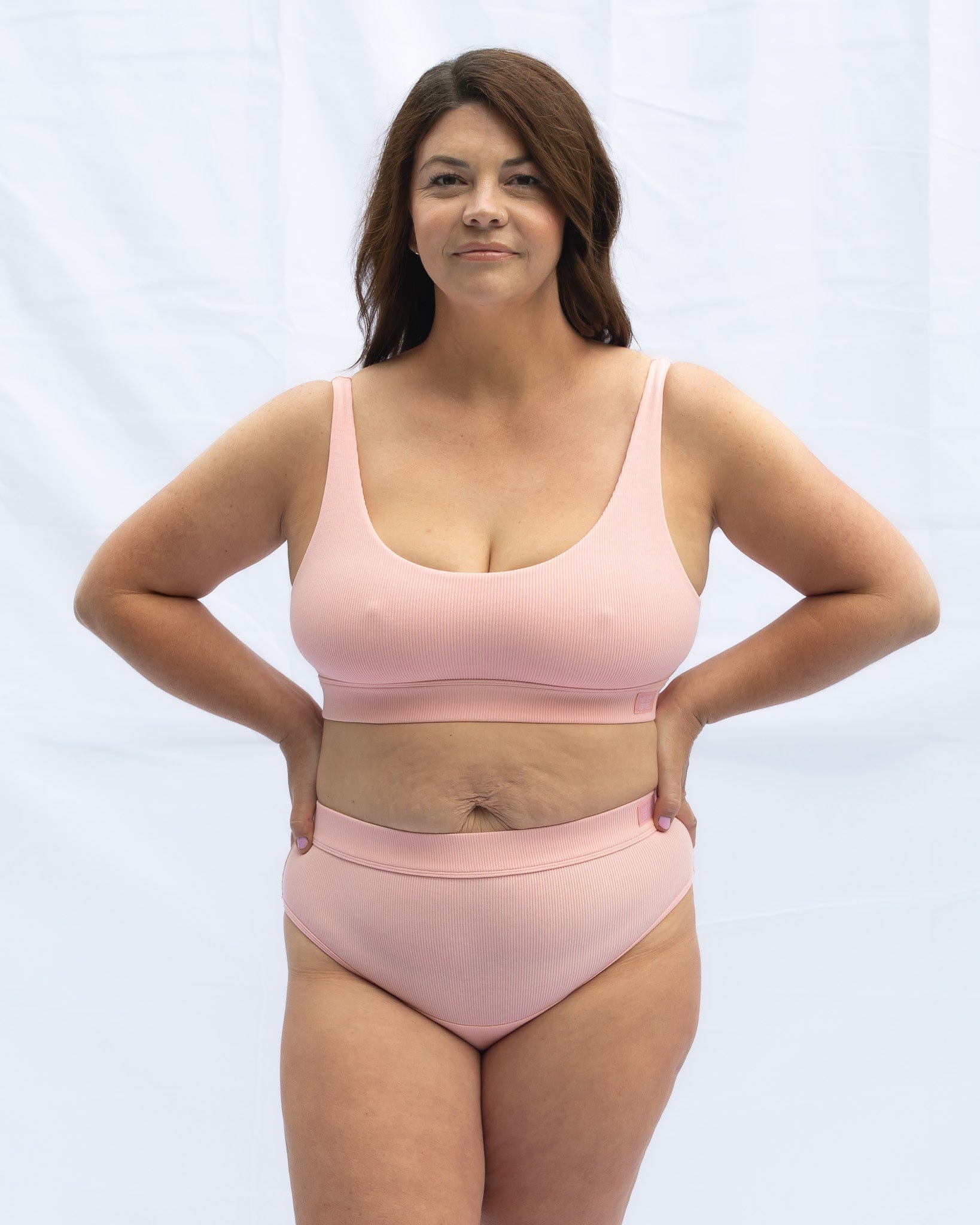 wireless scoop neck blush pink bra + everyday brief